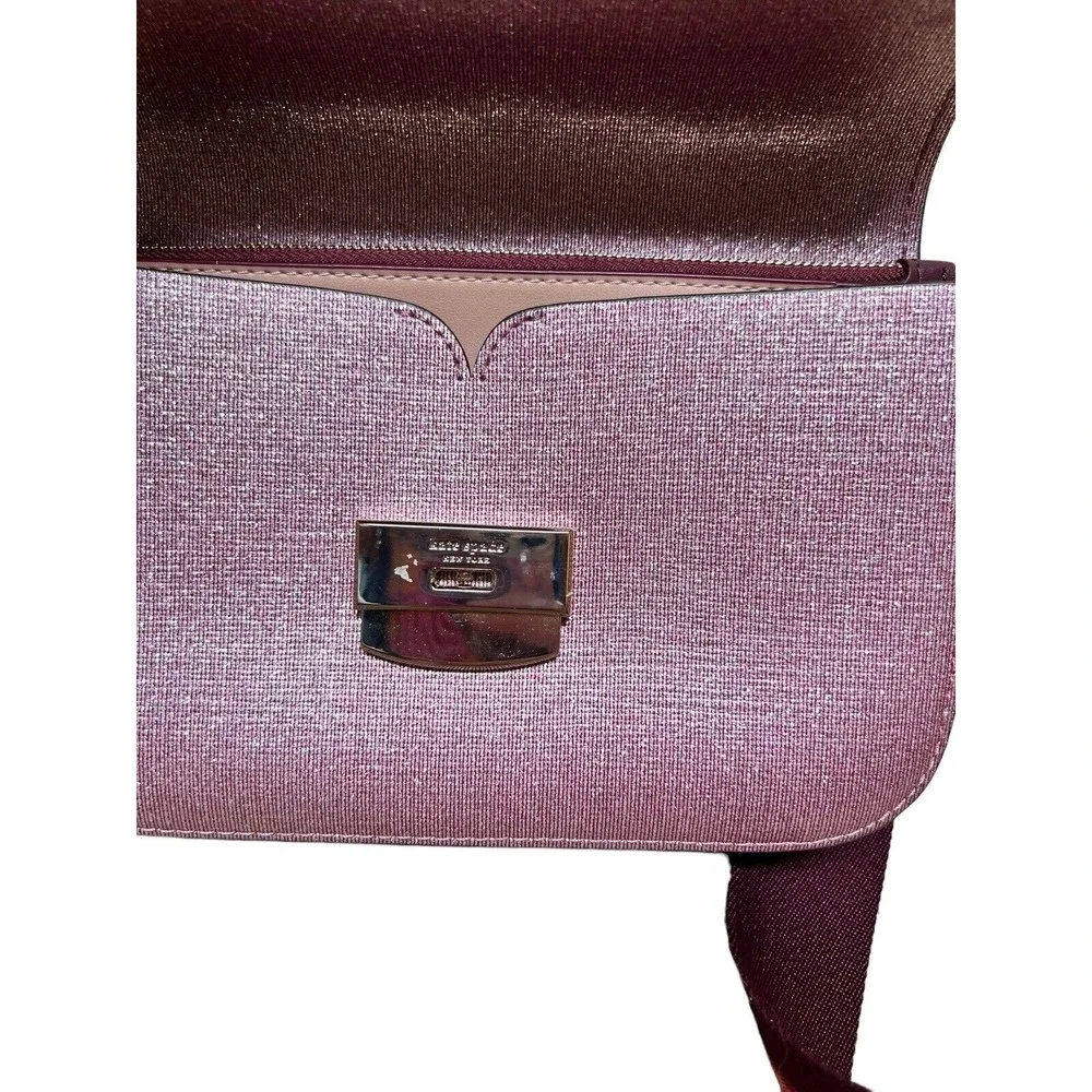 Kate Spade Buddie Glitter Striped‎ Leather Medium Pink Shoulder Bag